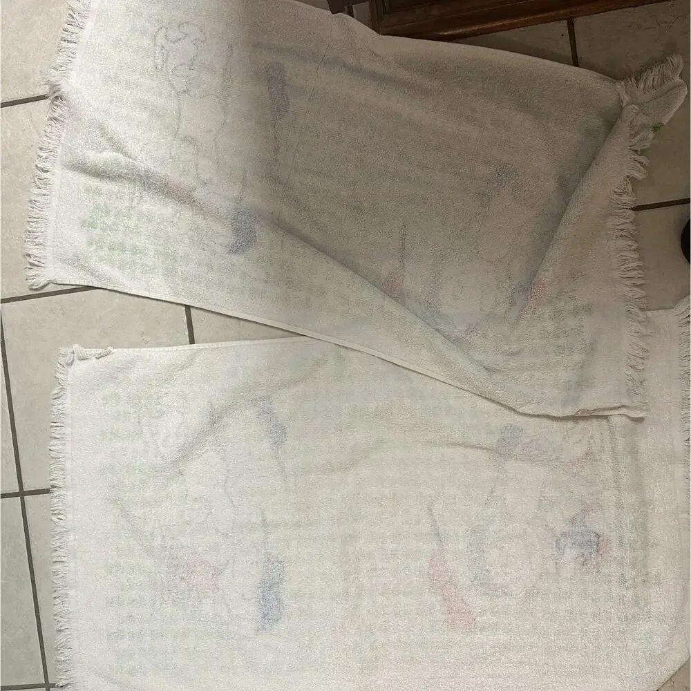 Vnt Snoopy Peanuts Funny Telephone Bath Towel Cotton Utica Lucy Lot Of 3